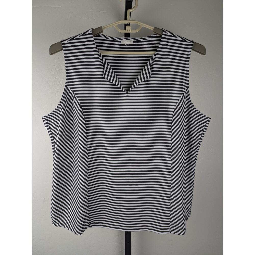Talbots Woman Black and White Stripe Knit Tank Top measures 1X 2X